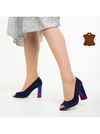 Marco kék női cipő, Cecelia fordított bőrből készült - Kalapod.hu