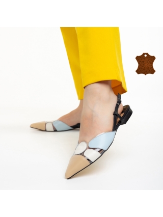 Marco bézs és kék női cipő, Alfonsina valódi bőrből készült - Kalapod.hu