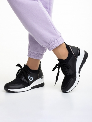 Női sportcipő, Alix fekete női sportcipő, műbőrből és textil anyagból készült - Kalapod.hu