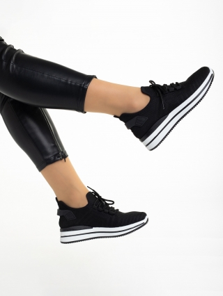 Női sportcipő, Aryana fekete női sportcipő, textil anyagból készült - Kalapod.hu