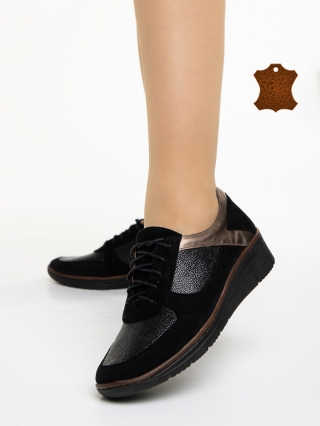 Női cipő, Meira fekete alkalmi női cipő, valódi bőrből készült - Kalapod.hu
