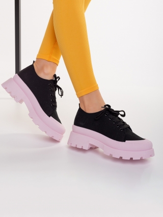 ÚJ KOLLEKCIÓ, Colette fekete és rózsaszín, textil anyagból készült női tornacipő - Kalapod.hu