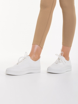 LÁBBELIK, Stere fehér női tornacipő, textil anyagból készült - Kalapod.hu