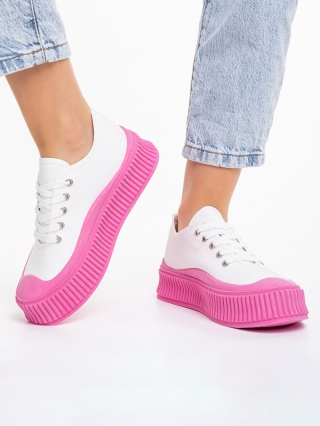 Női tornacipő, Giada fehér és rózsaszín női tornacipő, textil anyagból készült - Kalapod.hu