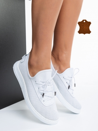 Nilda fehér alkalmi női cipő, valódi bőrből készült - Kalapod.hu