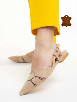 Női cipő, Marco bézs női cipő, Alfonsina valódi bőrből készült - Kalapod.hu