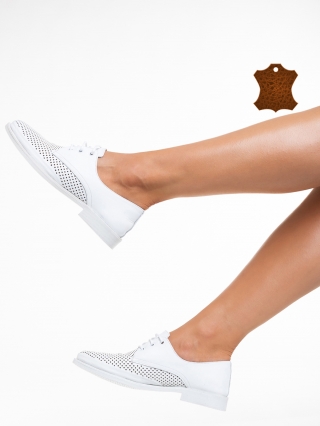 Női cipő, Valora fehér alkalmi női cipő, valódi bőrből készült - Kalapod.hu