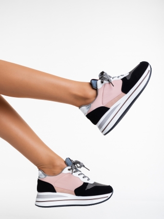 Női sportcipő, Taleya fekete és rózsaszín női sport cipő ökológiai bőrből - Kalapod.hu