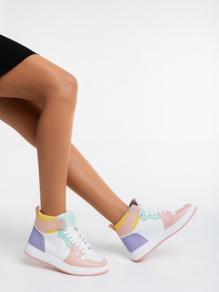Női sportcipő, Saskia fehér és rózsaszín női sport cipő  ökológiai bőrből - Kalapod.hu