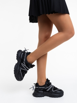 Női sportcipő, Nithya fekete női sport cipő textil anyagból - Kalapod.hu