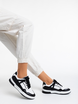 Milla fekete fehér női sport cipő ökológiai bőrből - Kalapod.hu