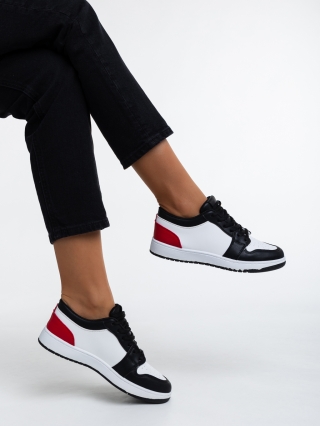 Tatyanna fekete és piros, női sport cipő,  ökológiai bőrből - Kalapod.hu