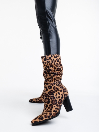 Női csizma, Ritika leopárd mintás, női csizma, textil anyagból - Kalapod.hu