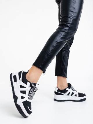 Dealen fekete fehér, női sport cipő,  ökológiai bőrből - Kalapod.hu
