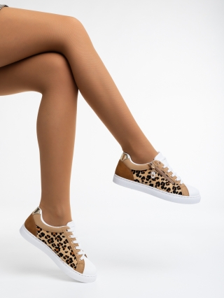 Női sportcipő, Kevia leopárd mintás női sport cipő ökológiai bőrből és textil anyagból - Kalapod.hu