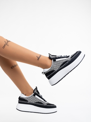 Maelle fekete fehér női sport cipő textil anyagból - Kalapod.hu