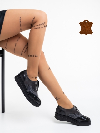Alkami cipő, Enriqua fekete női alkalmi cipő természetes bőrből - Kalapod.hu