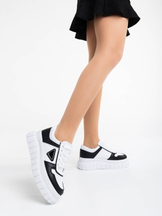 Női sportcipő, Retta fekete fehér női sport cipő ökológiai bőrből - Kalapod.hu