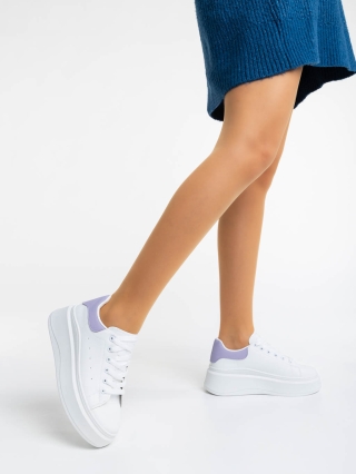 Aleesha fehér és lila női sport cipő ökológiai bőrből - Kalapod.hu