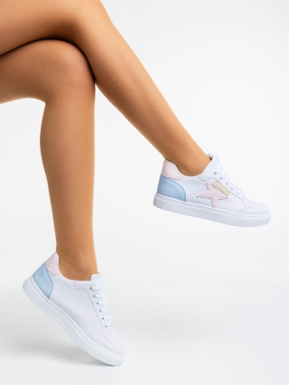 Yeva fehér és rózsaszín női sport cipő ökológiai bőrből - Kalapod.hu