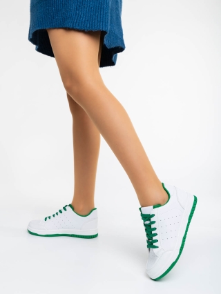 Női sportcipő, Kiersten fehér és zöld női sport cipő ökológiai bőrből - Kalapod.hu