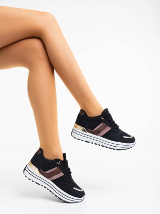 Női sportcipő, Loraina fekete női sport cipő textil anyagból - Kalapod.hu