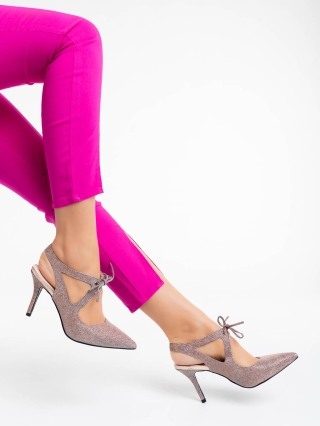 ÚJ KOLLEKCIÓ, Shaira pezsgőszínű női cipő textil anyagból - Kalapod.hu