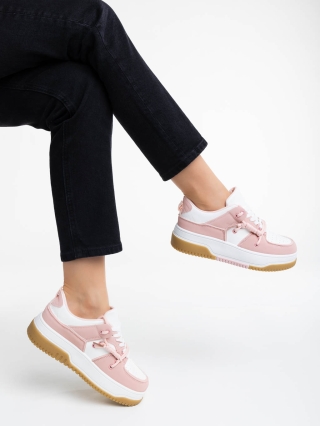 Női sportcipő, Rheia fehér és rózsaszín női sport cipő ökológiai bőrből - Kalapod.hu