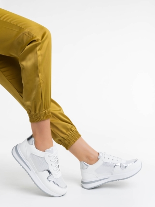 ÚJ KOLLEKCIÓ, Raelin fehér női sport cipő textil anyagból és ökológiai bőrből - Kalapod.hu