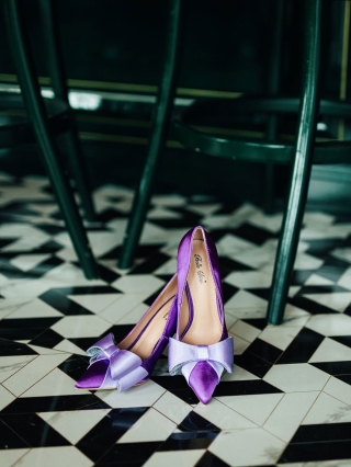Női cipő, Secilia lila, magassarkú cipő, textil anyagból - Kalapod.hu