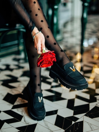 Női mokaszin, Viola fekete női félcipő textil anyagból - Kalapod.hu