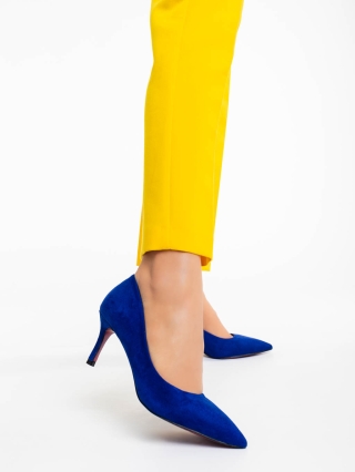 Női cipő, Taneshia kék  női magassarkú cipő textil anyagból - Kalapod.hu