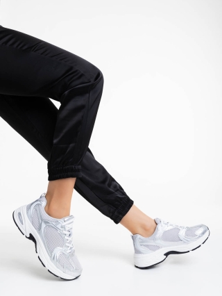 Női sportcipő, Dunya ezüstszínű női sportcipő textil anyagból - Kalapod.hu