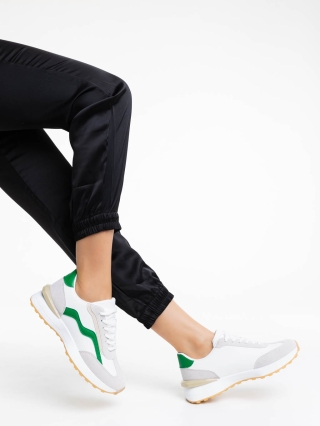 Dilly fehér és zöld női sportcipő ökológiai bőrből - Kalapod.hu