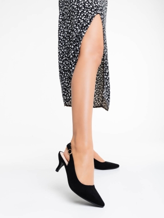 Női cipő, Valbona fekete női magassarkú cipő textil anyagból - Kalapod.hu