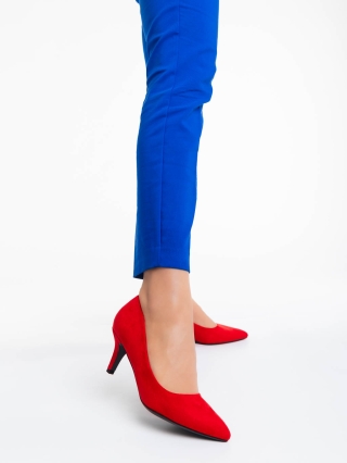 Női cipő, Dayla piros női magassarkú cipő textil anyagból - Kalapod.hu