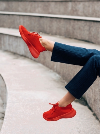 Ramila piros női sport cipő textil anyagból - Kalapod.hu