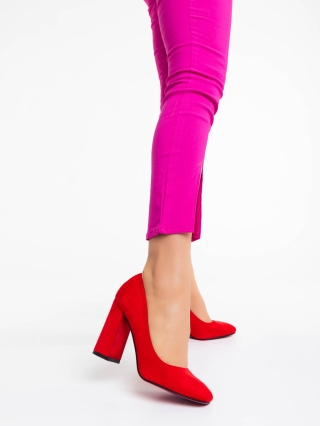 ÚJ KOLLEKCIÓ, Orlina piros női magassarkú cipő textil anyagból - Kalapod.hu