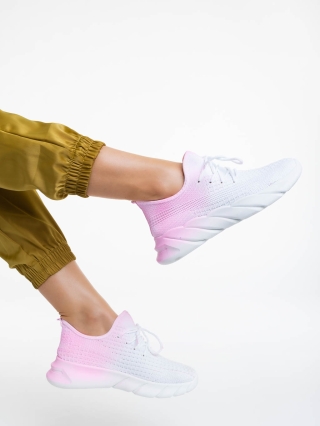 Női sportcipő, Lienna fehér és rózsaszín női sportcipő textil anyagból - Kalapod.hu