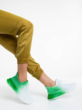 ÚJ KOLLEKCIÓ, Lienna fehér és zöld női sportcipő textil anyagból - Kalapod.hu