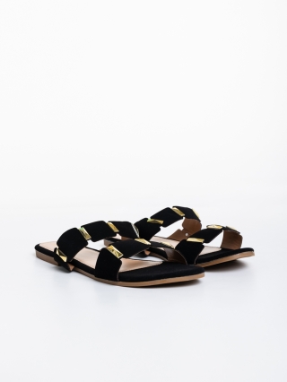 LAST SIZE, Ivanna fekete női papucs, textil anyagból készült - Kalapod.hu