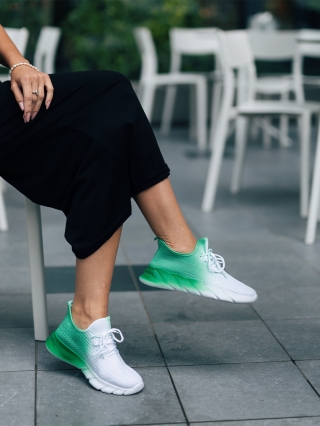 Hot Summer Sale - Kedvezmények Lienna fehér és zöld női sportcipő textil anyagból Promóció
