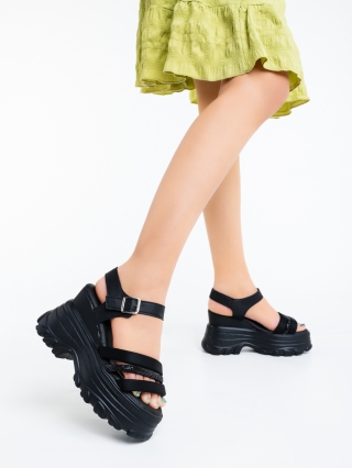 Női szandál, Cavera fekete női platformos szandál ökológiai bőrből - Kalapod.hu