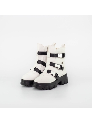 Női bakancs, Puha női csizma Tameka Fehér-Fekete - Kalapod.hu