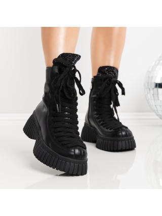 NŐI LÁBBELIK, Női platform bakancs Elisha Fekete - Kalapod.hu