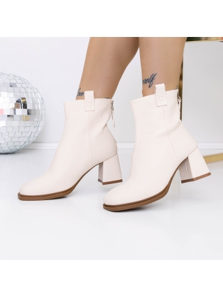 Női bokacsizma, Vastag sarkú bokacsizma Alaza Bézs - Kalapod.hu