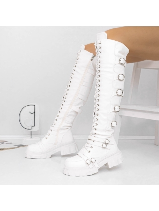 Női csizma, Γυναικείες μπότες με χαμηλή σόλα Arosa Λευκό - Kalapod.hu