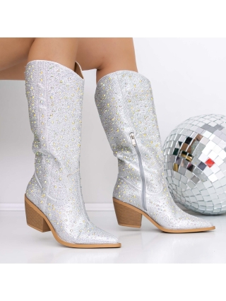 Női csizma, Hegyes orrú csizma Daiada Ezüst - Kalapod.hu