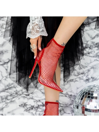 Női bokacsizma, Vékony sarkú bokacsizma Carada Piros - Kalapod.hu