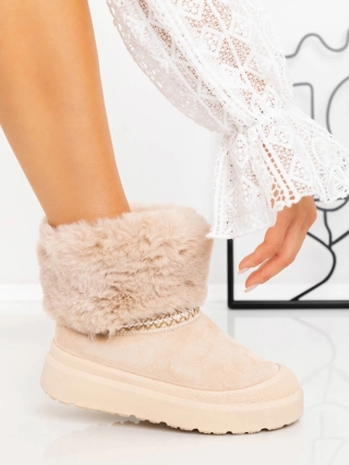 Nelina bézs női csizma textil anyagból - Kalapod.hu